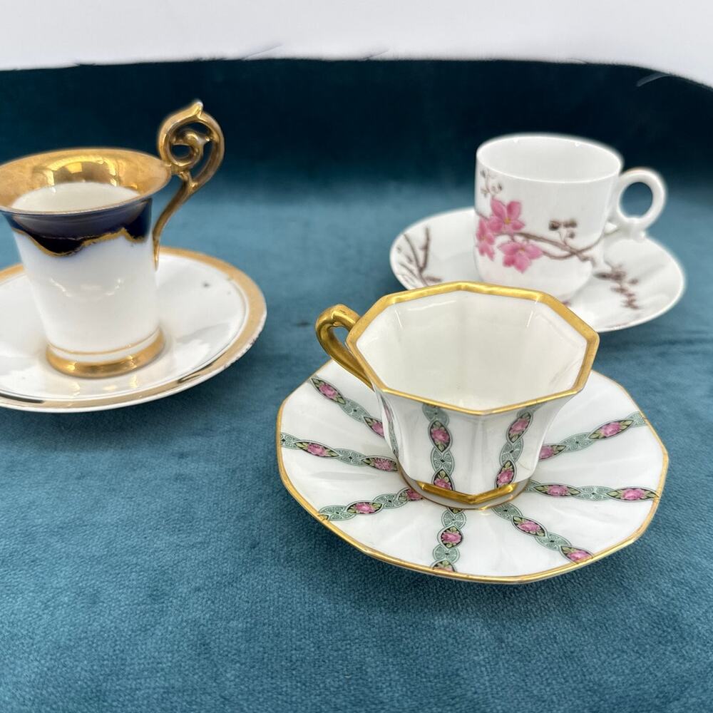 Tressemanes Vogt Limoges PT Tirschenreuth Bavaria Demitasse Cups Saucers Lot 3